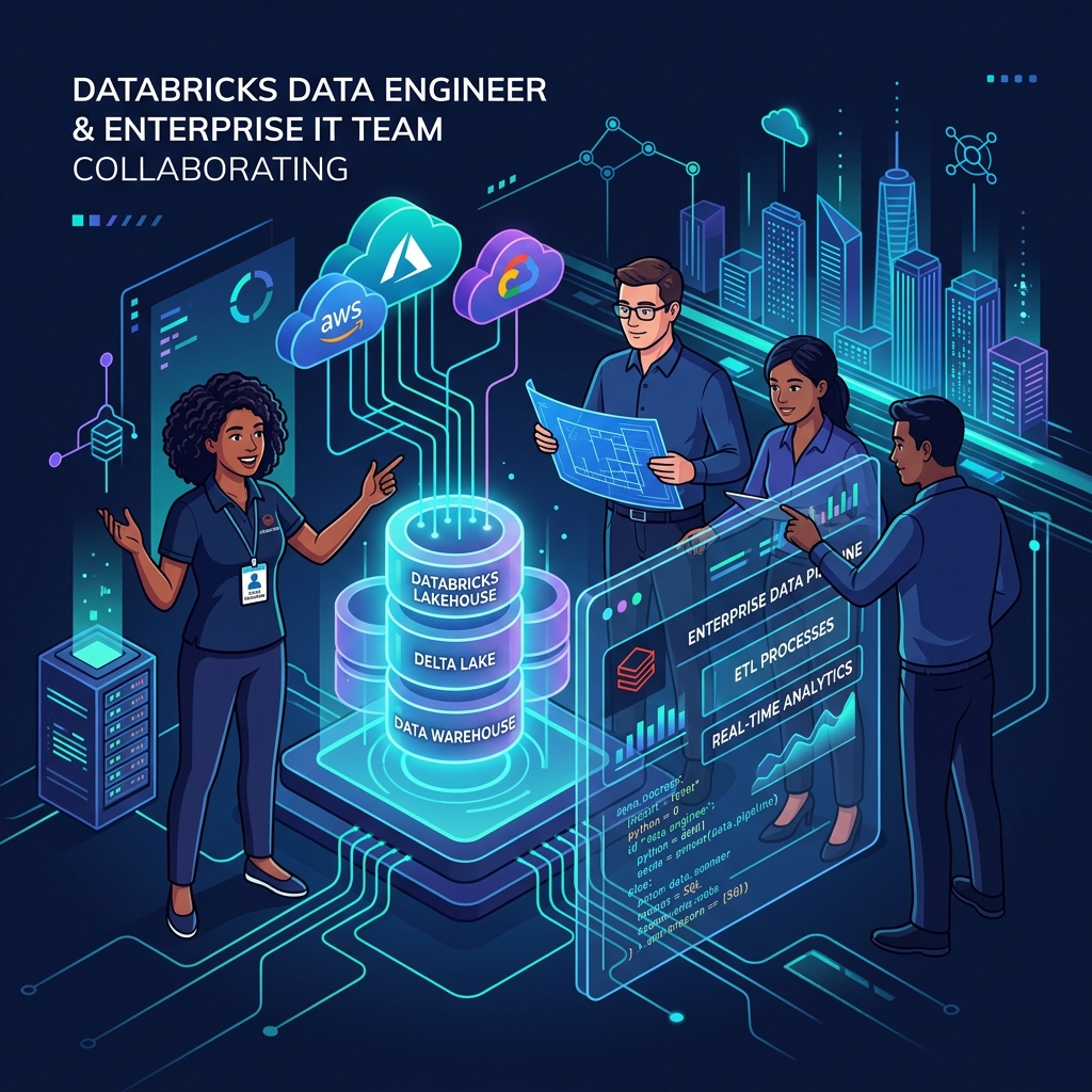 Databricks Data Engineer collaborating with enterprise IT team